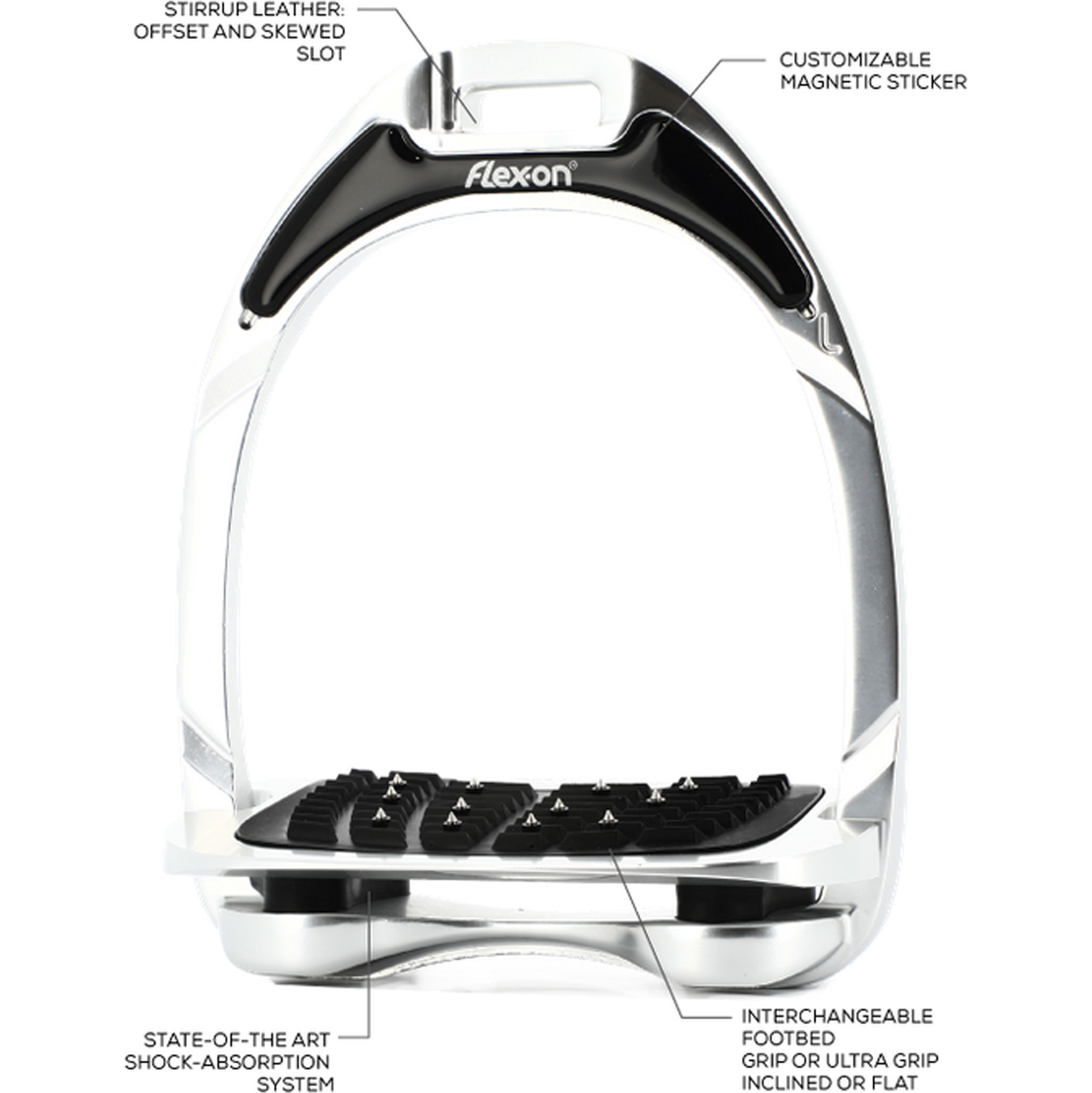 2022 Flex-on Aluminium Ultra Grip Stirrups A21PUG2105 - Black